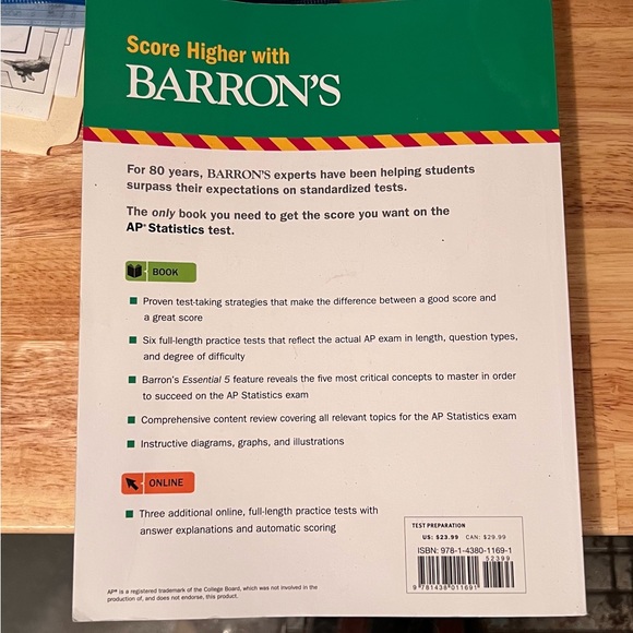 Barron’s Other Barrons Ap Statistics 220 0th Edition Book New